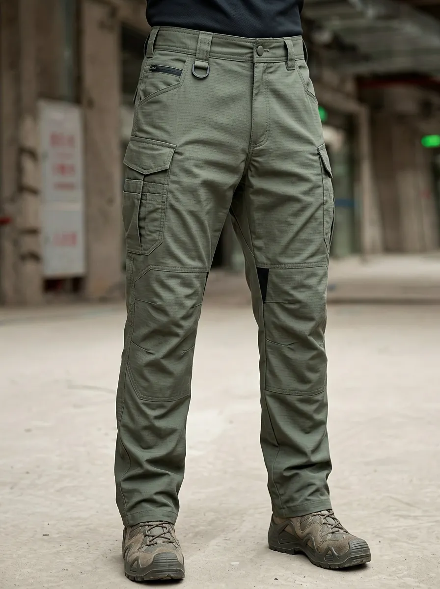 Men's Olive Green Tactical Cargo Trousers