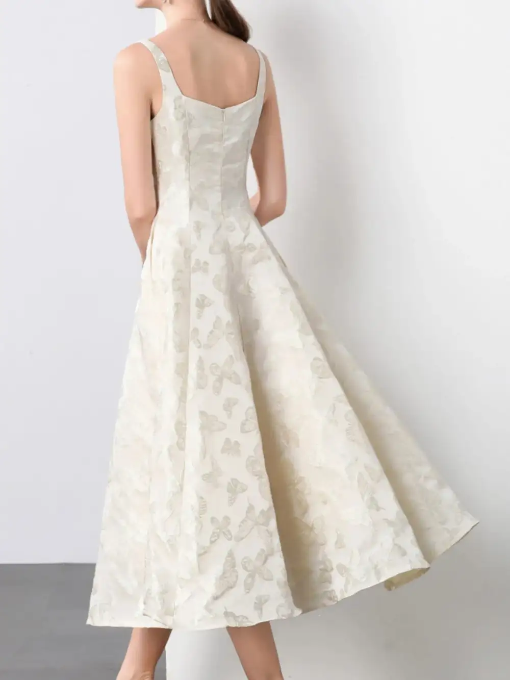 Butterfly Print Sleeveless Midi Dress