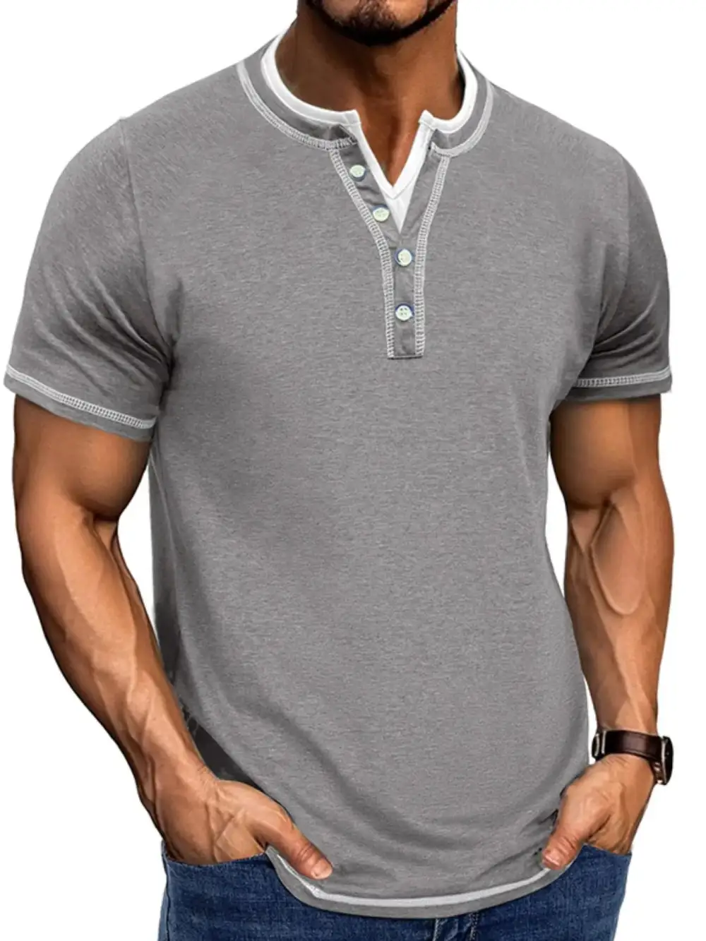 Soft Contrast Detail Collared Polo Shirt
