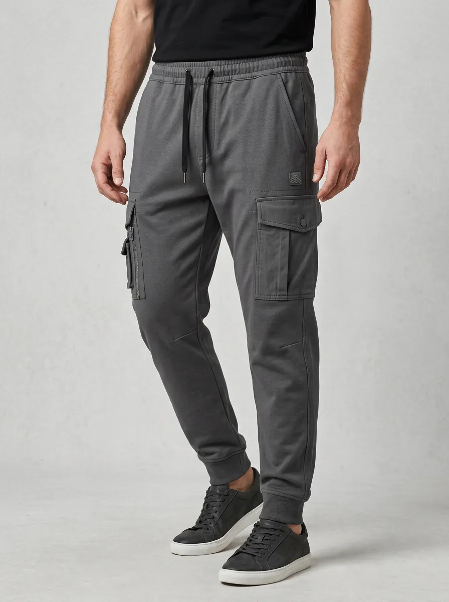 Contemporary Multi Pocket Street Look Men's Cargo Jogger Pants