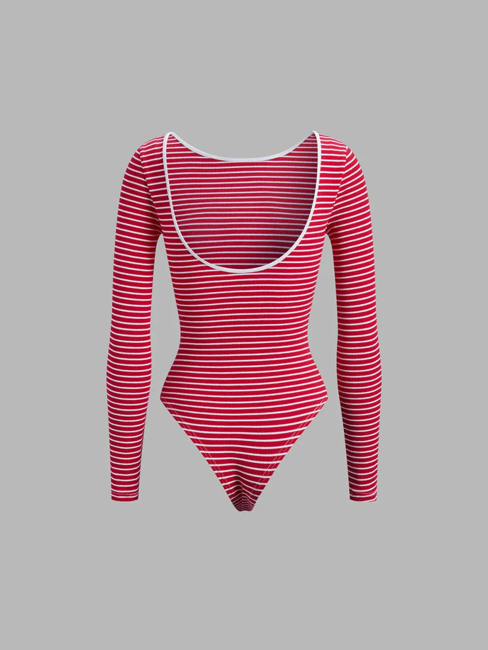 Striped Backless Long Sleeve Bodysuit