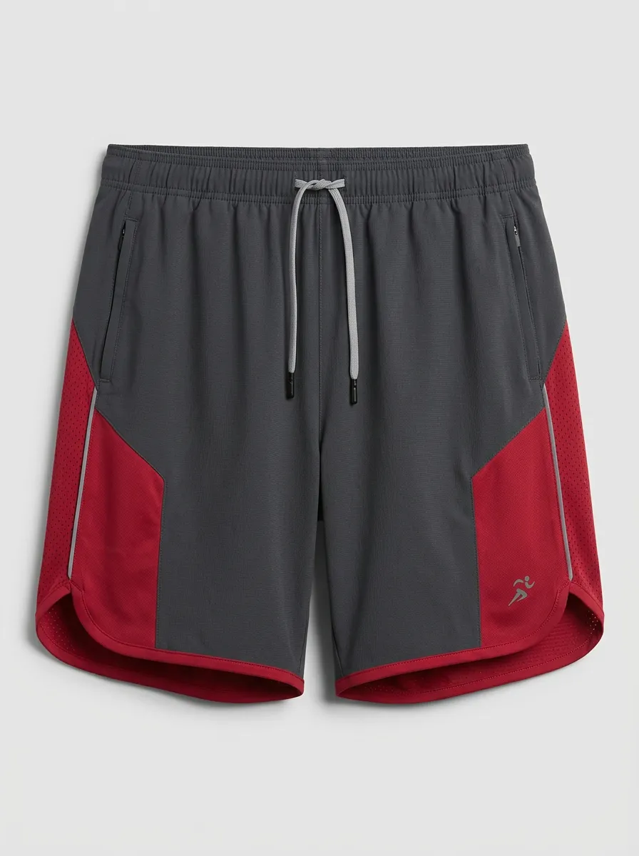 Men's Athletic Fitness Colorblock Mesh Printed Shorts