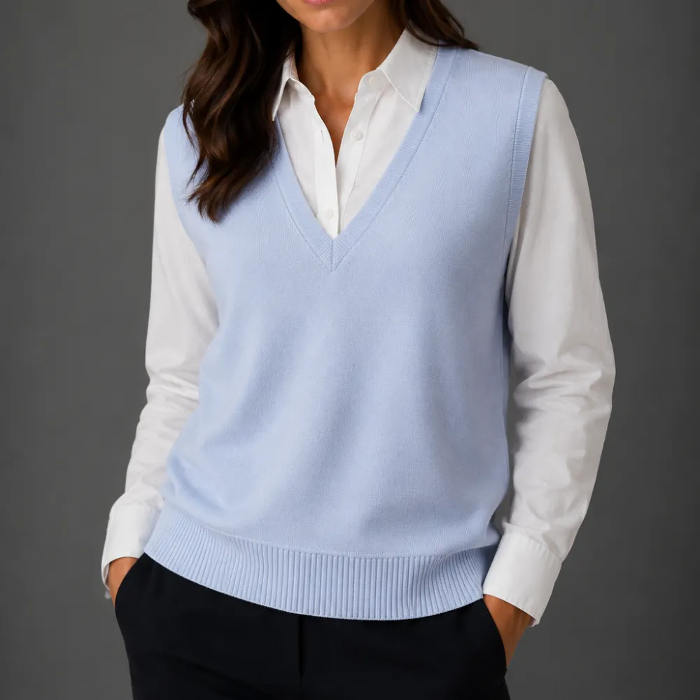 Extended V Neck Ribbed Vest