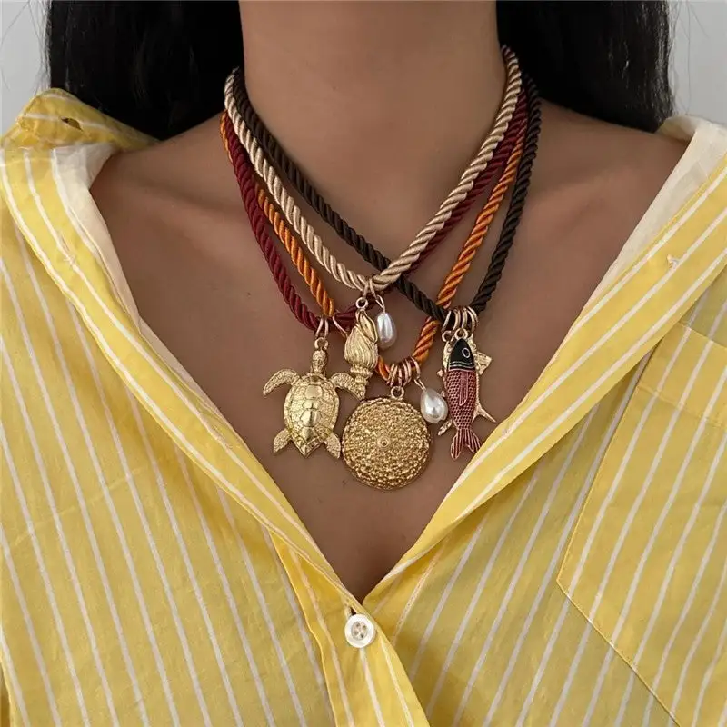 Fish Turtle Shell Pendant Necklace