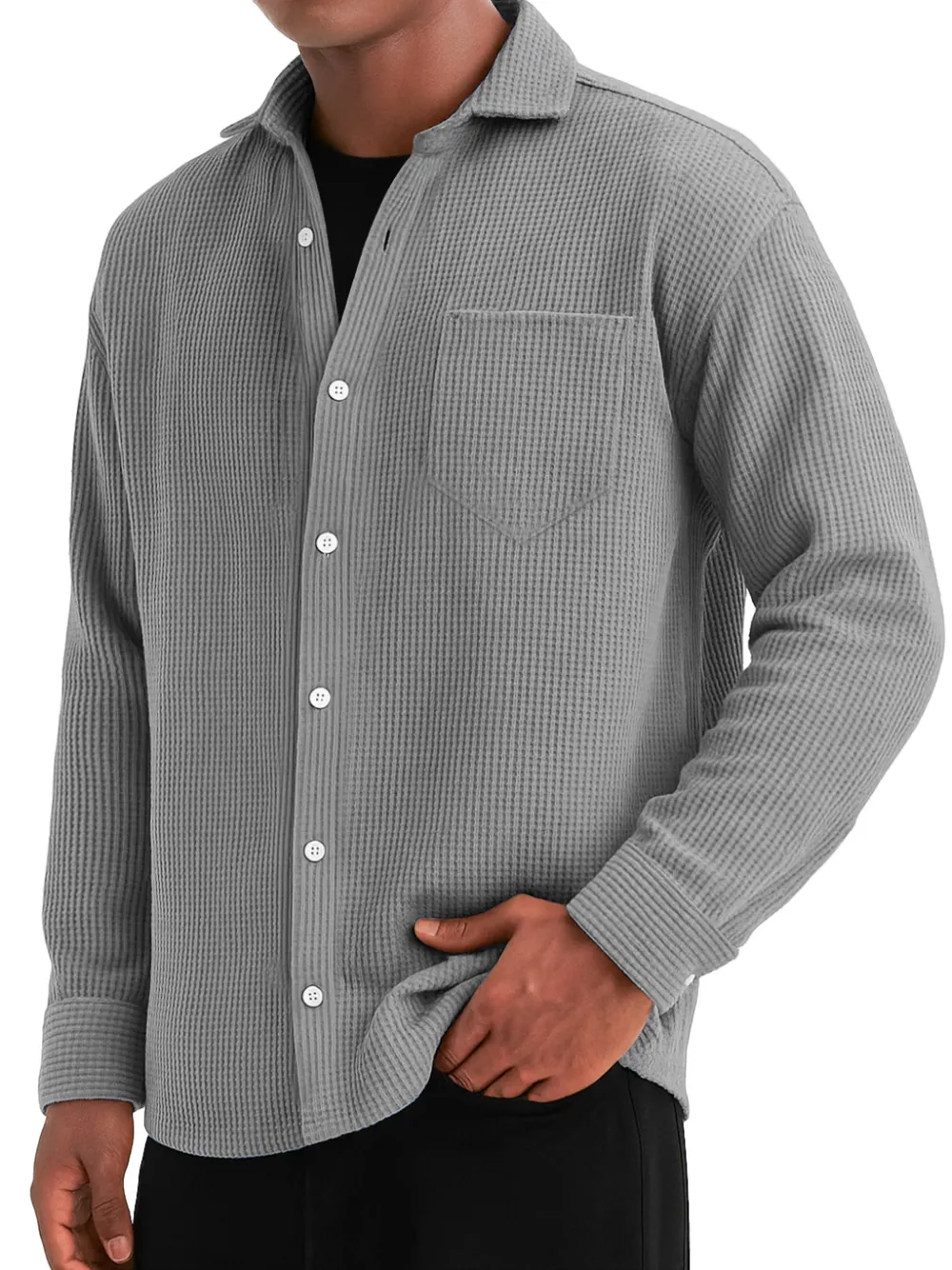 Comfort Fit Textured Knit Pocket Shirt