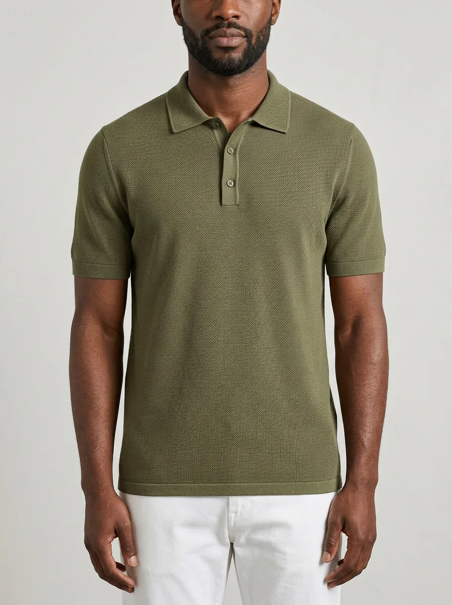 Textured-Knit Men's Polo Shirt