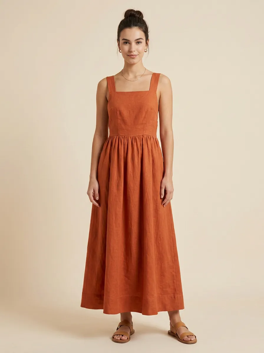 Women's Comfort-Flow Casual Linen Maxi Backless Dress