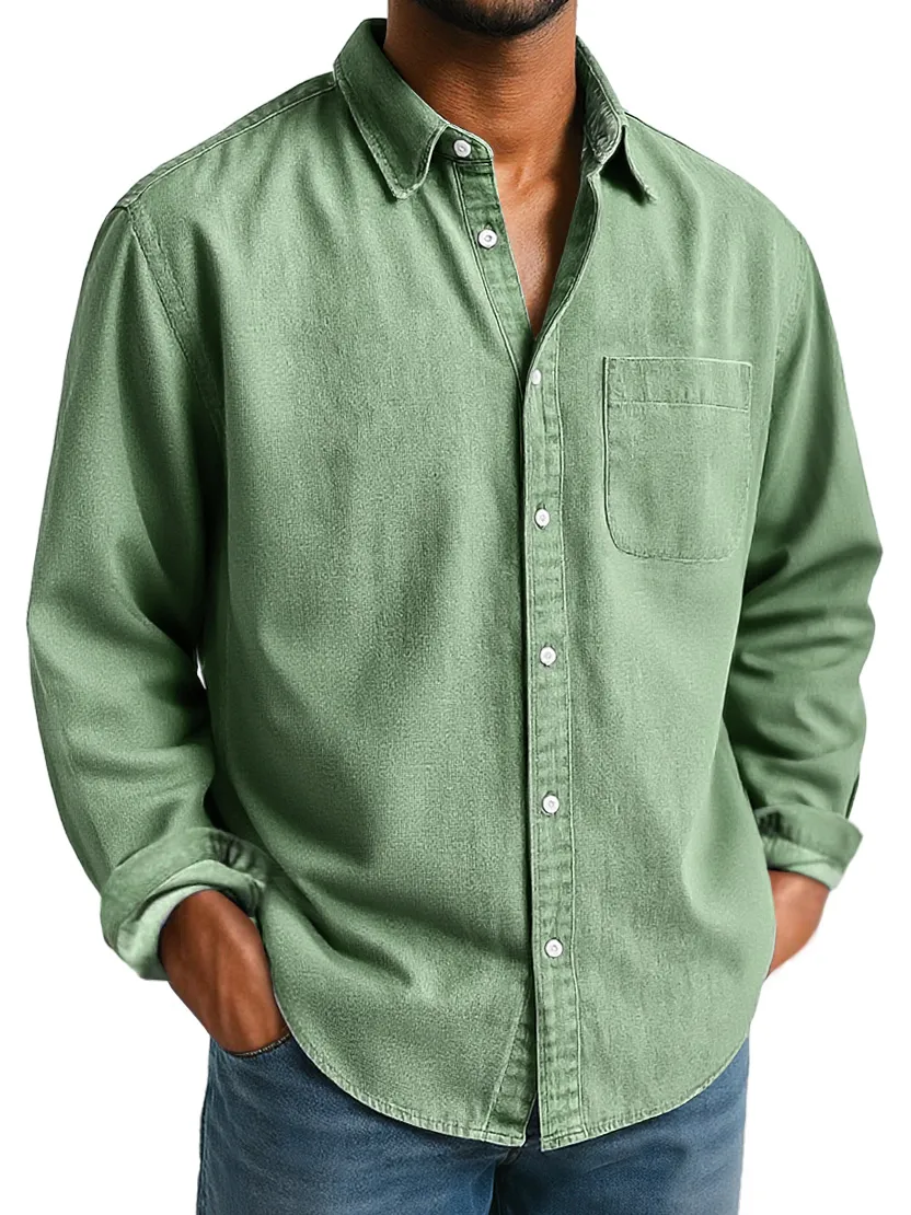 Everyday Long Sleeve Camp Collar Pocket Shirt