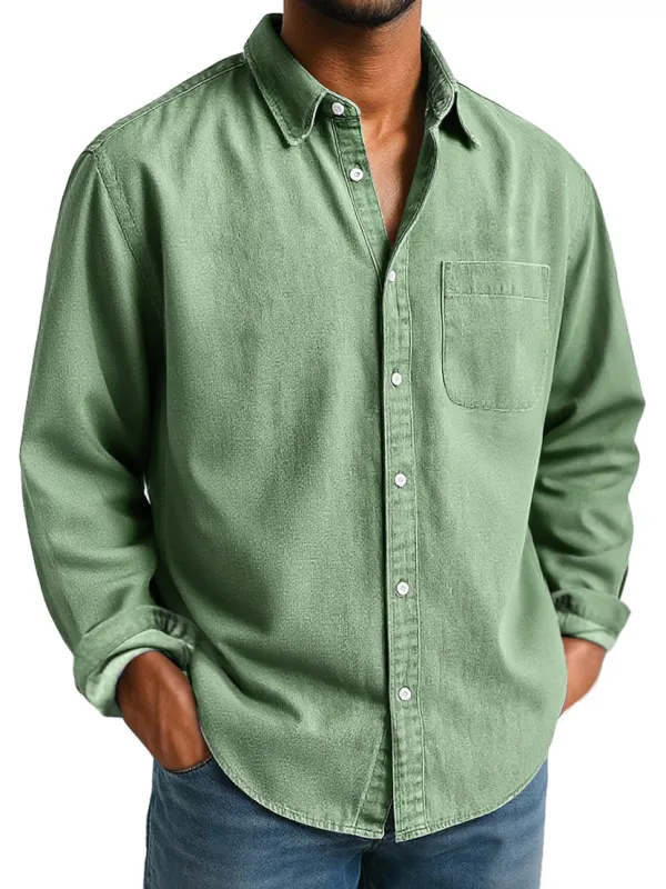 Everyday Long Sleeve Camp Collar Pocket Shirt