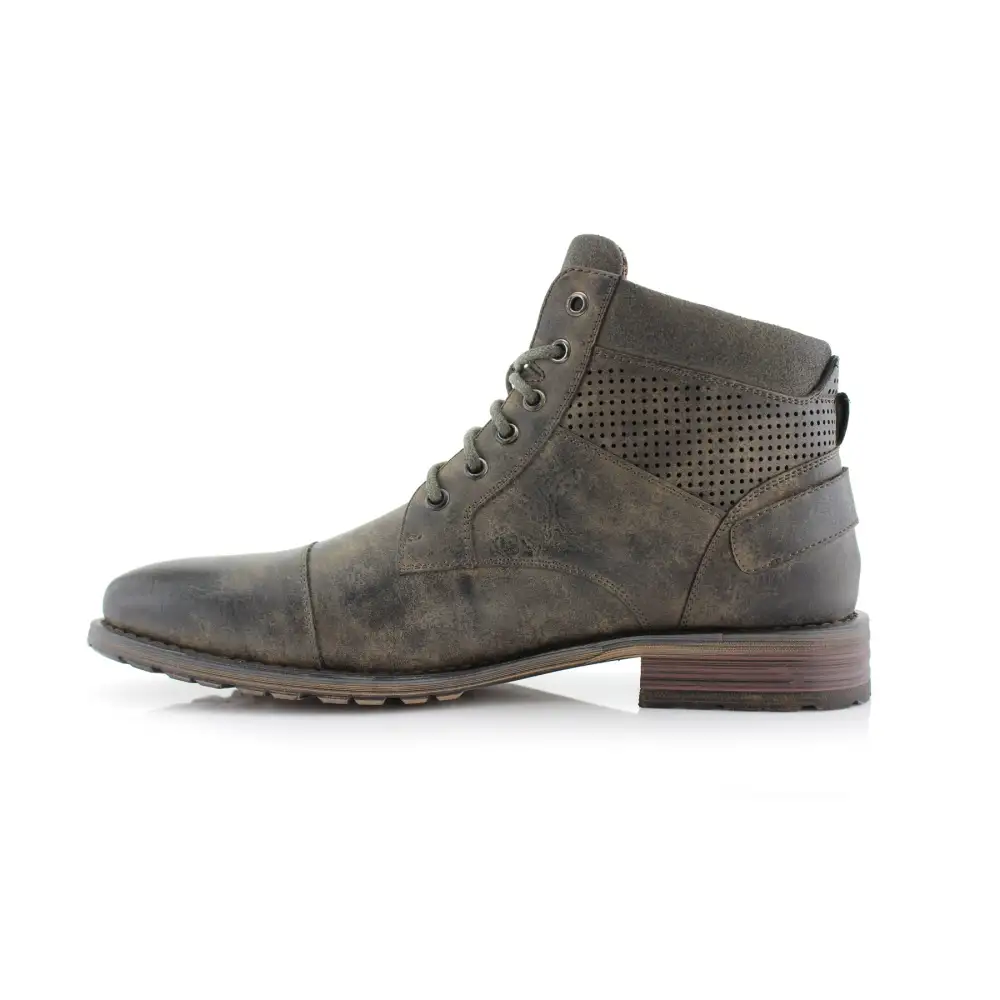 Faux-Suede Suede Faux-Leather Combat Boots