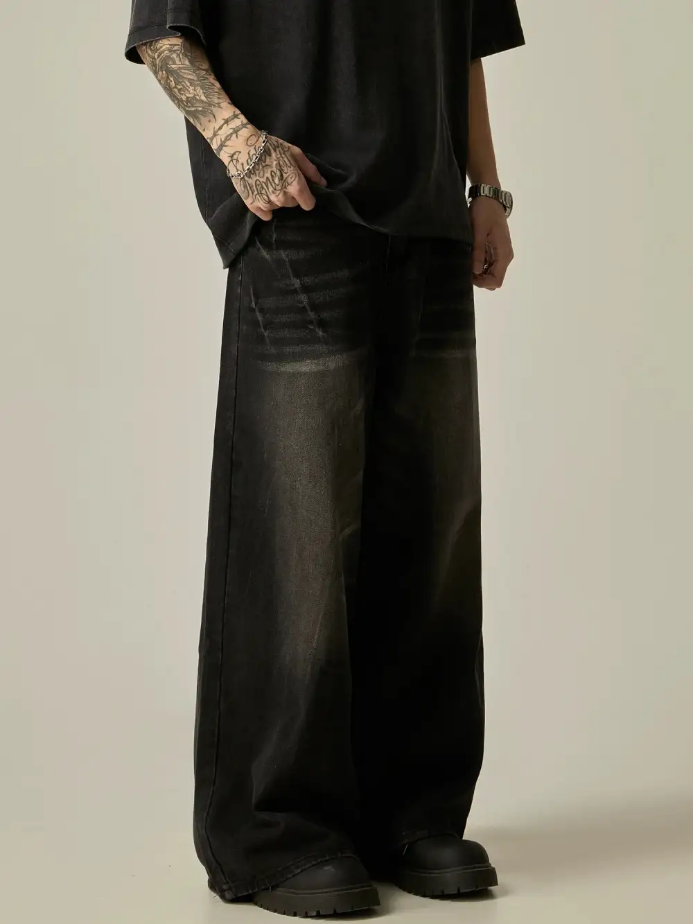 Ombre Fade Ultra-Wide Leg Denim Jeans