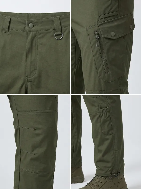 Men's Olive Green Multi-Pocket Tactical Cargo Trousers