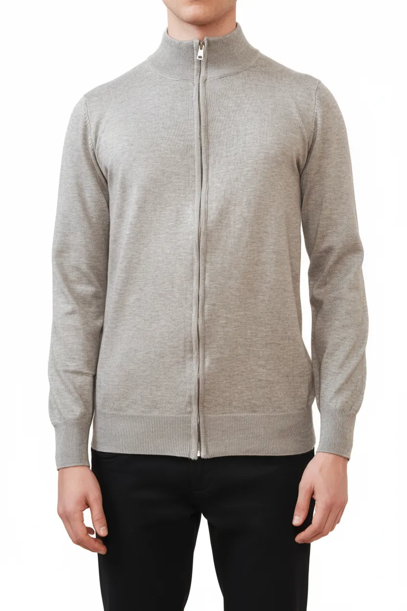 Refined Regular Fit Full Zip Viscose Knit Vest