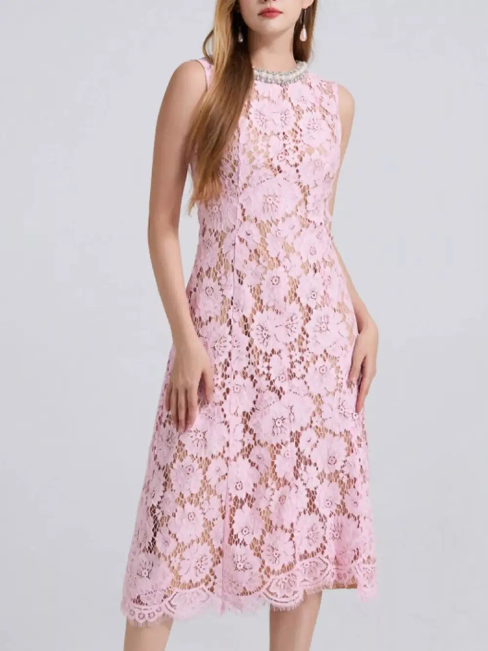 Lace Sleeveless Dress Casual