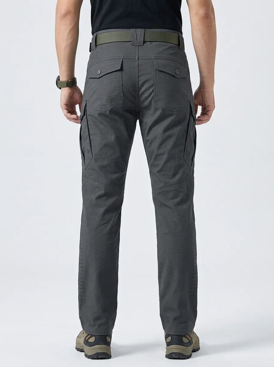 Men's Tactical Cargo-Pocket Articulated-Knee Knee-Panel Grid-Weave Cargo Pants