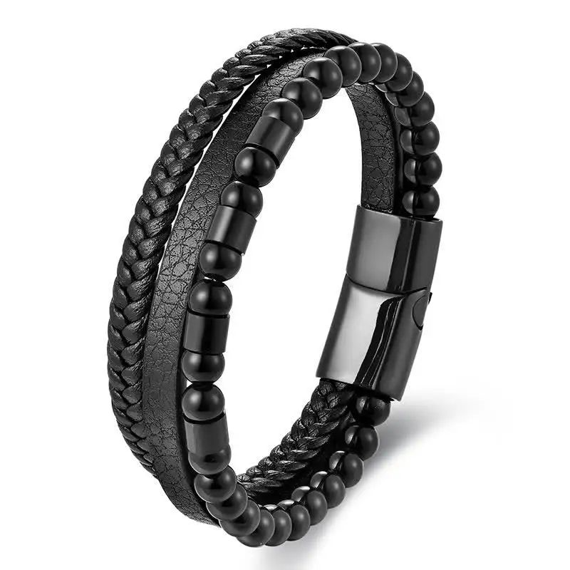 Leather Braided Double Layer Bracelet