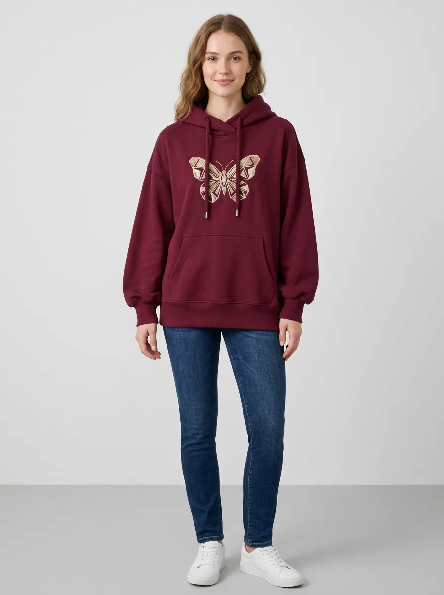Women's Butterfly Geometric Graphic Casual Hoodie