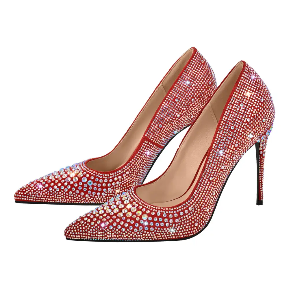 Polished Rhinestone Pointed Toe Stiletto Pumps