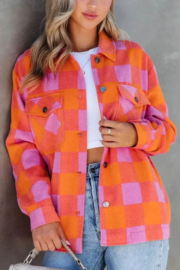 Button-Front Collared Faux-Leather Denim Jacket