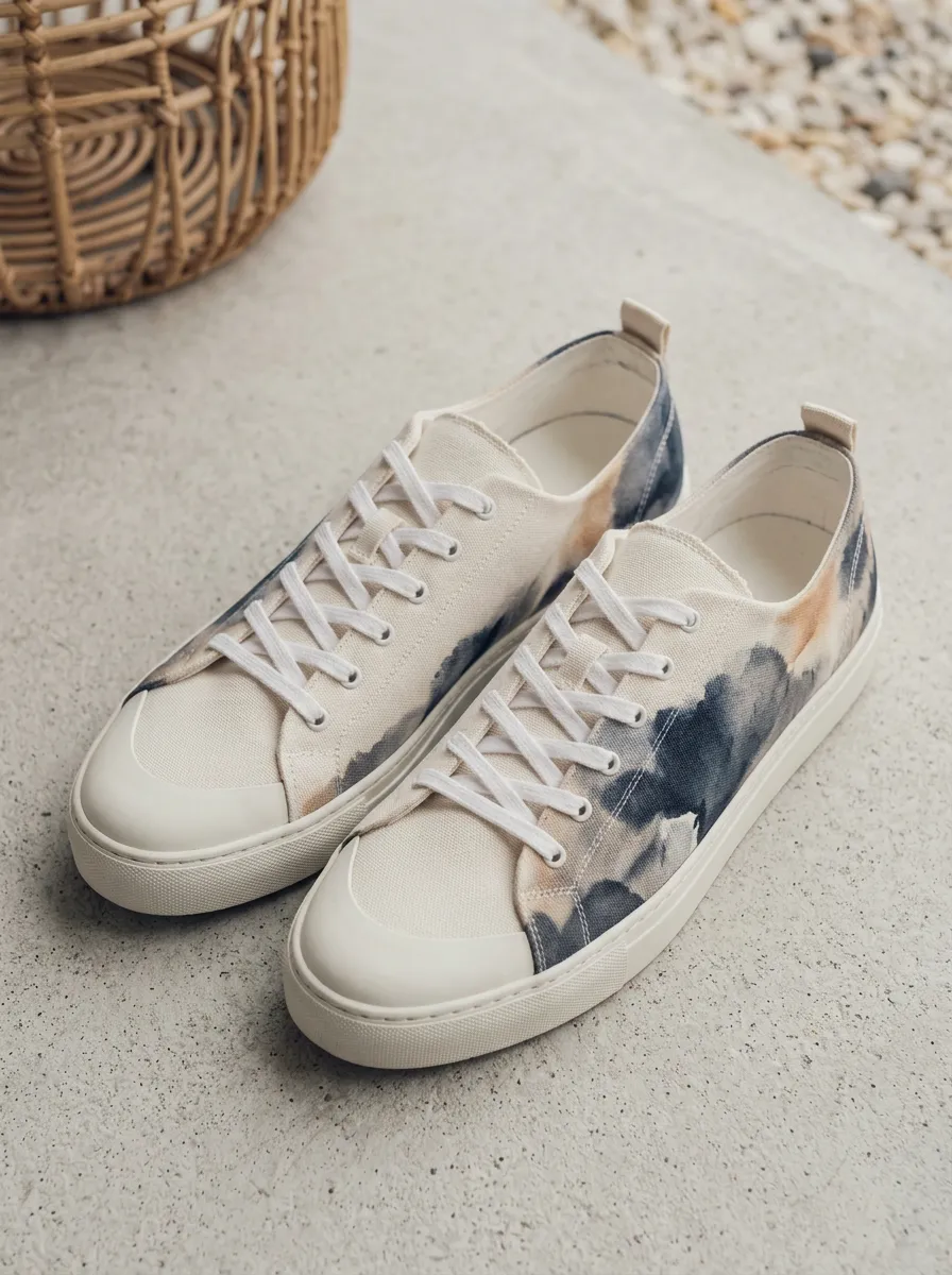Ink Wash Watercolor Canvas Sneakers