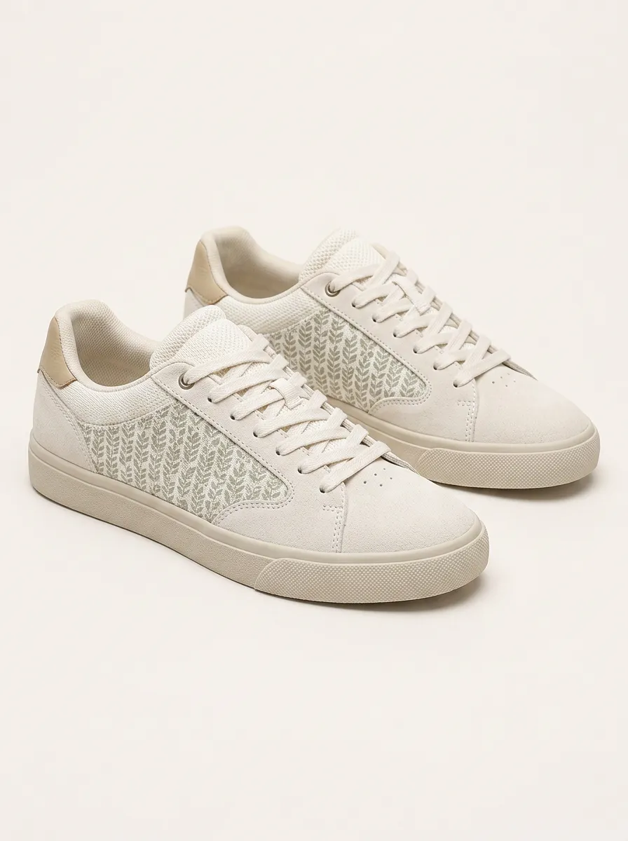 Men's Retro Botanical Leaf Pattern Printed Casual Sneakers
