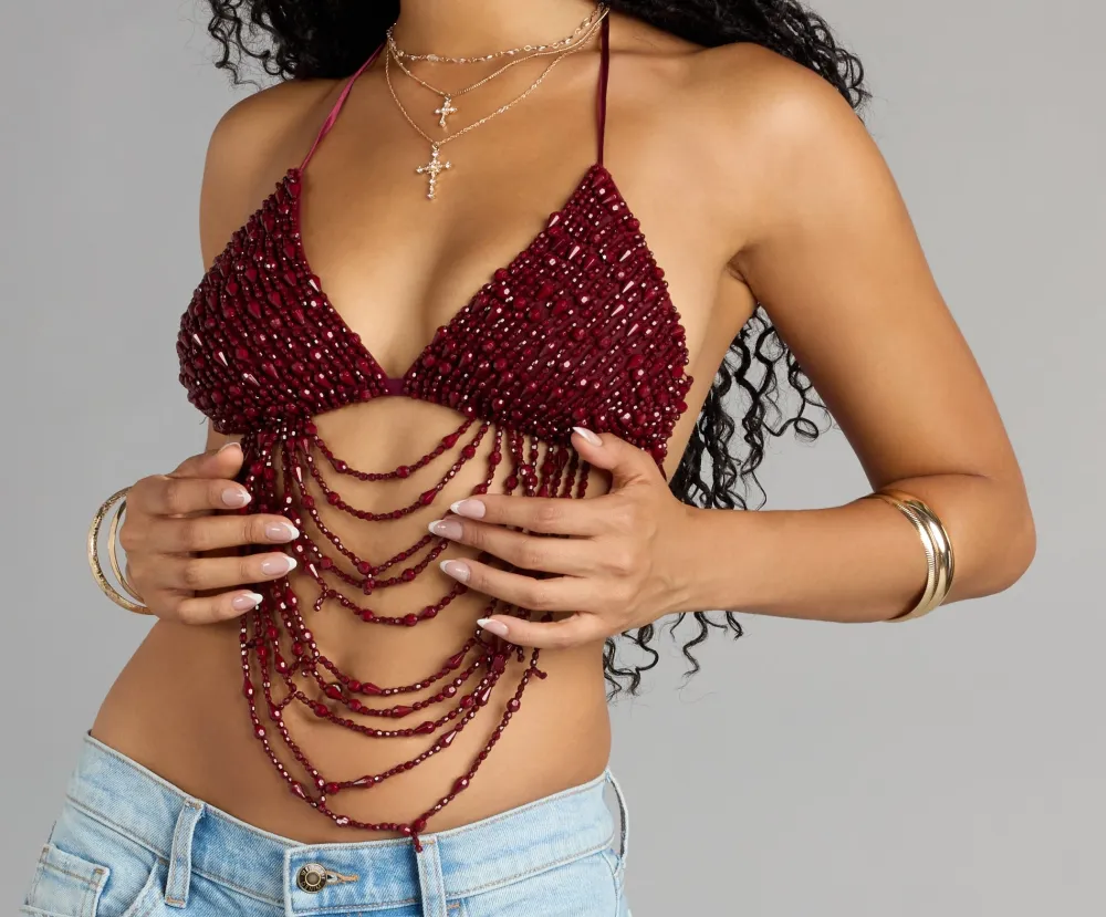 Mesh Halter Triangle Bralette Top