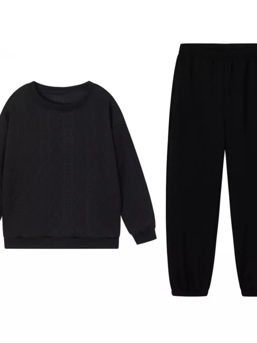 【🔥10k+ Sold！！】Texture Round Neck Top and Pants Set