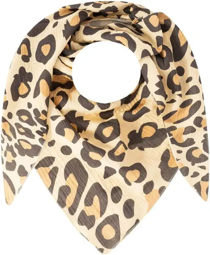 Textured Plush Cotton Wool Leopard Pattern Fashion Scarf