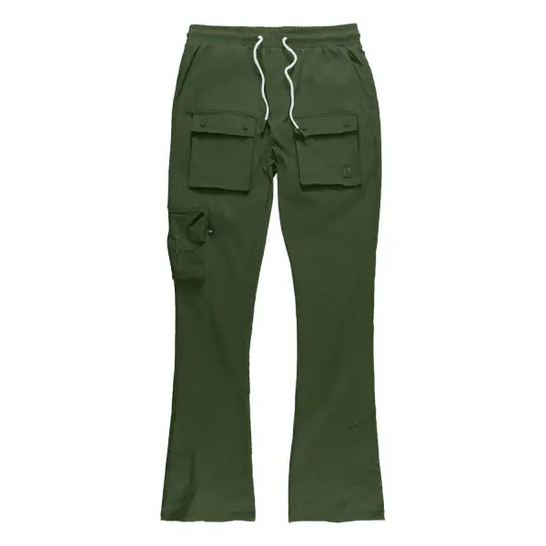 Nylon Stacked Pants Dark Olive