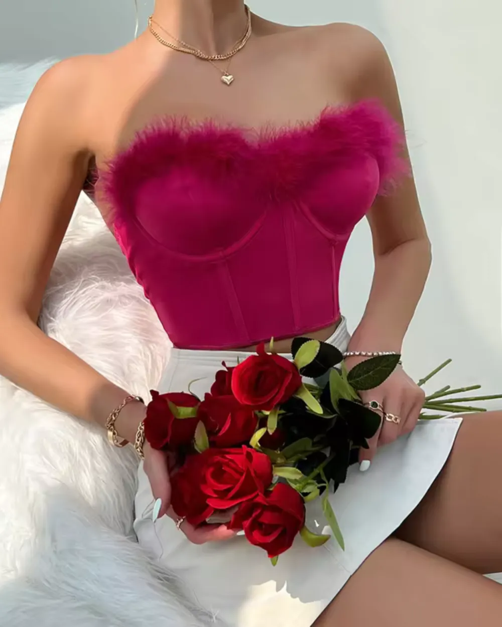 Bra with Plush Neckline Trim