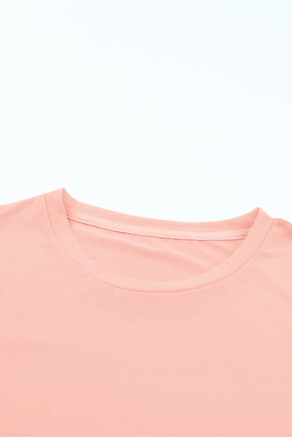 Pink Casual Plain Crew Neck