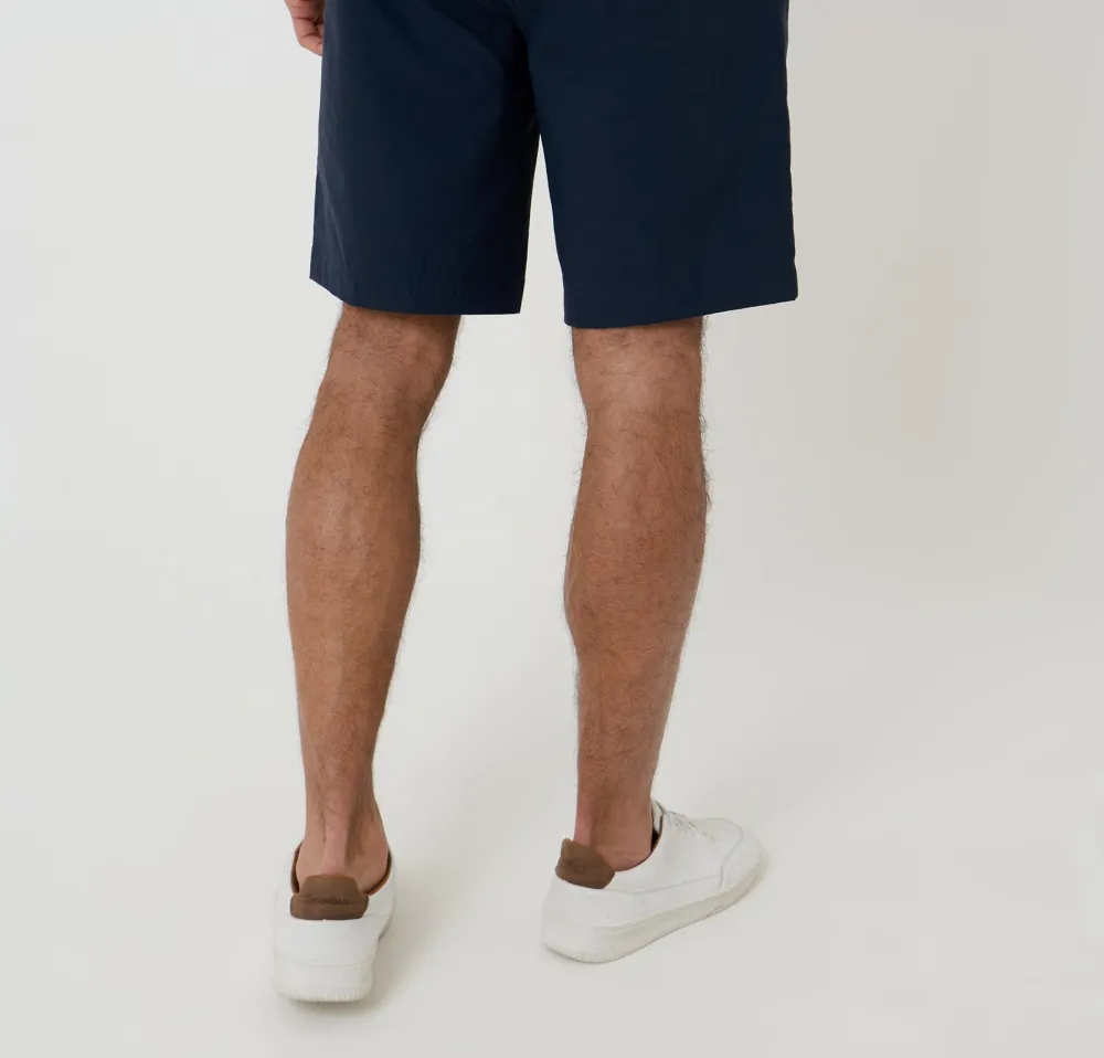Men's Navy Regular-Fit Elastic-Waist Stretch Chino Shorts