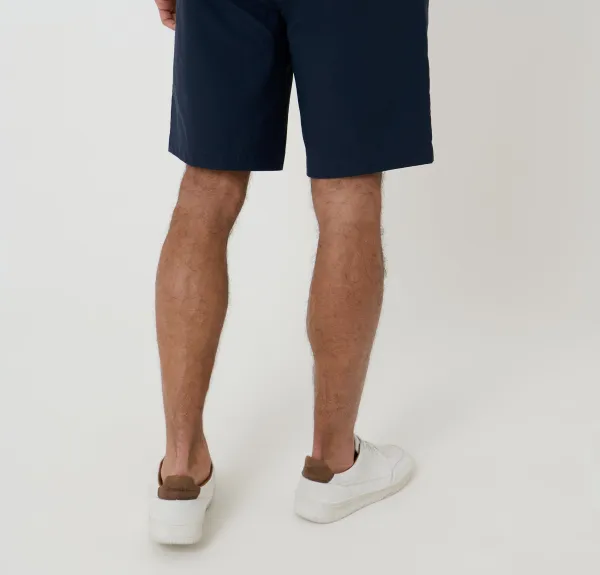 Men's Navy Regular-Fit Elastic-Waist Stretch Chino Shorts
