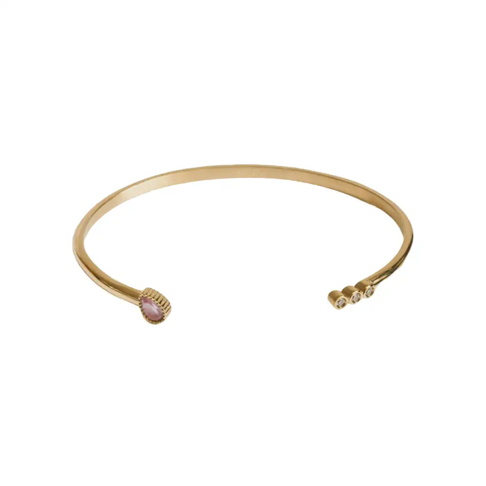 Watermelon Quartz Teardrop Cuff Bracelet