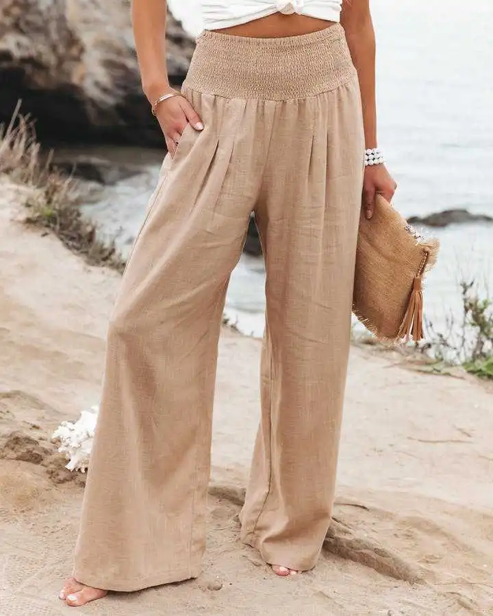 Cotton Blend Relaxed Fit Lightweight Trousers