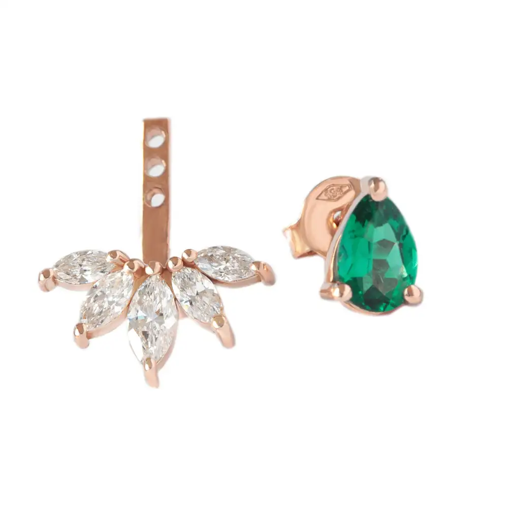 Pear Shape Stud Earrings Earring With Marquise Diamond Ear Jacket