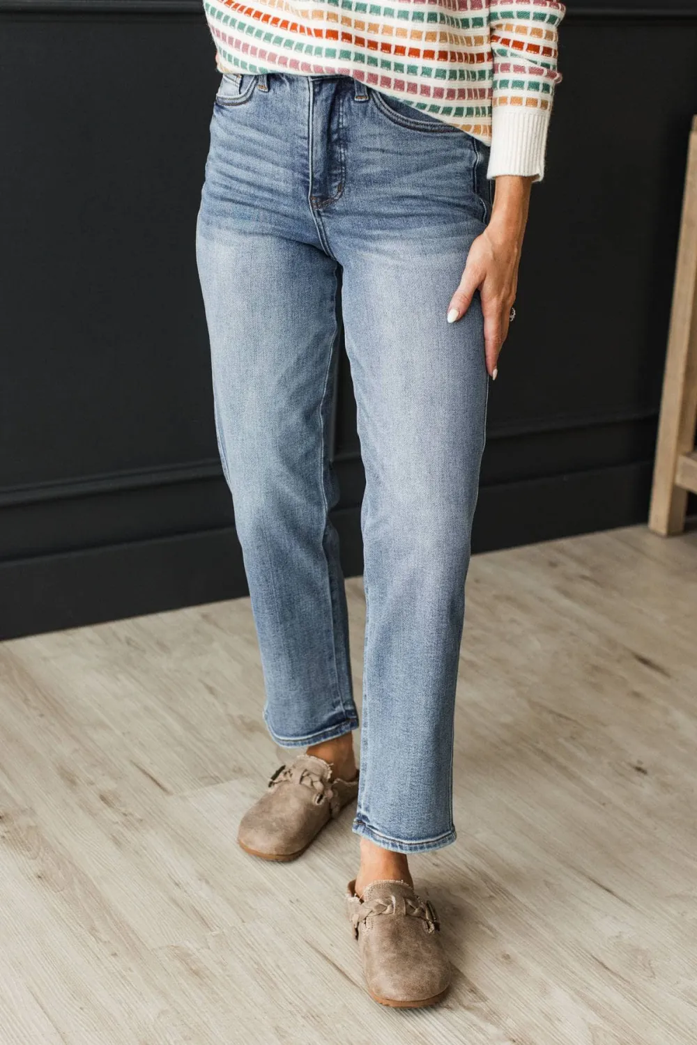High-Rise Ankle Straight Leg Clean Finish Jeans