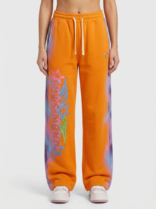 Unisex Streetwear Flame Star Sweatpants