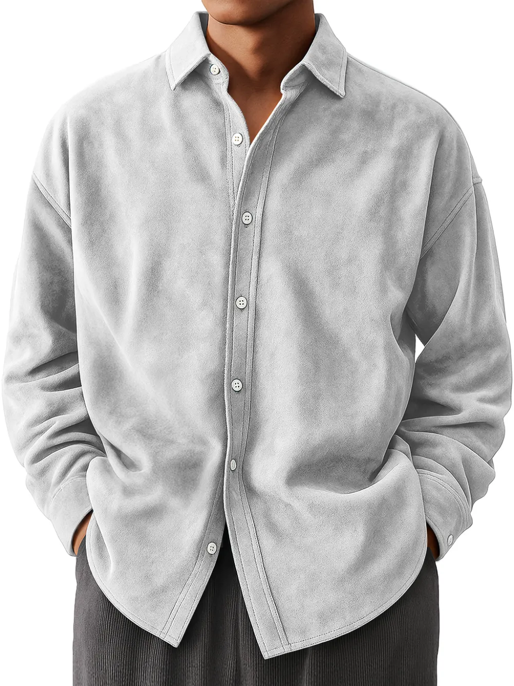 Suede Feel Long Sleeve Shirt