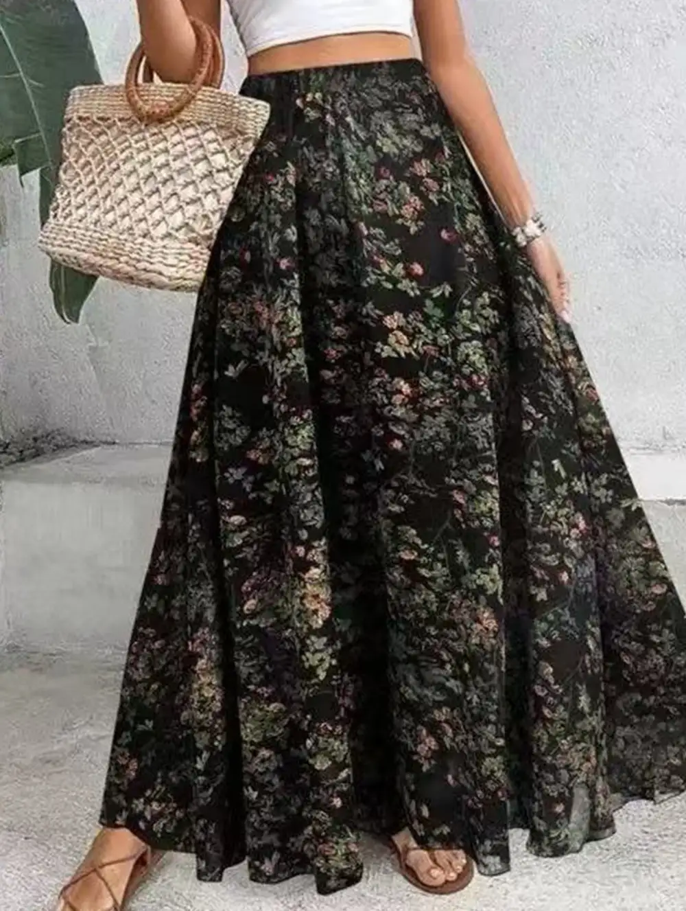 Elegant Printed Midi Skirt