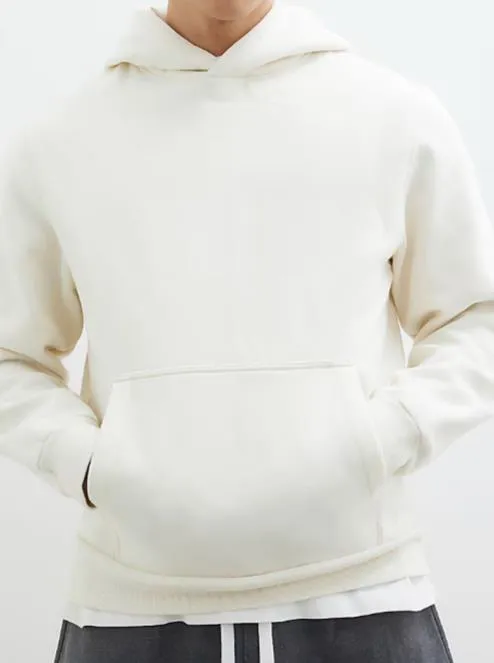 Men's Stylish Hooded White Basic Sweatshirt