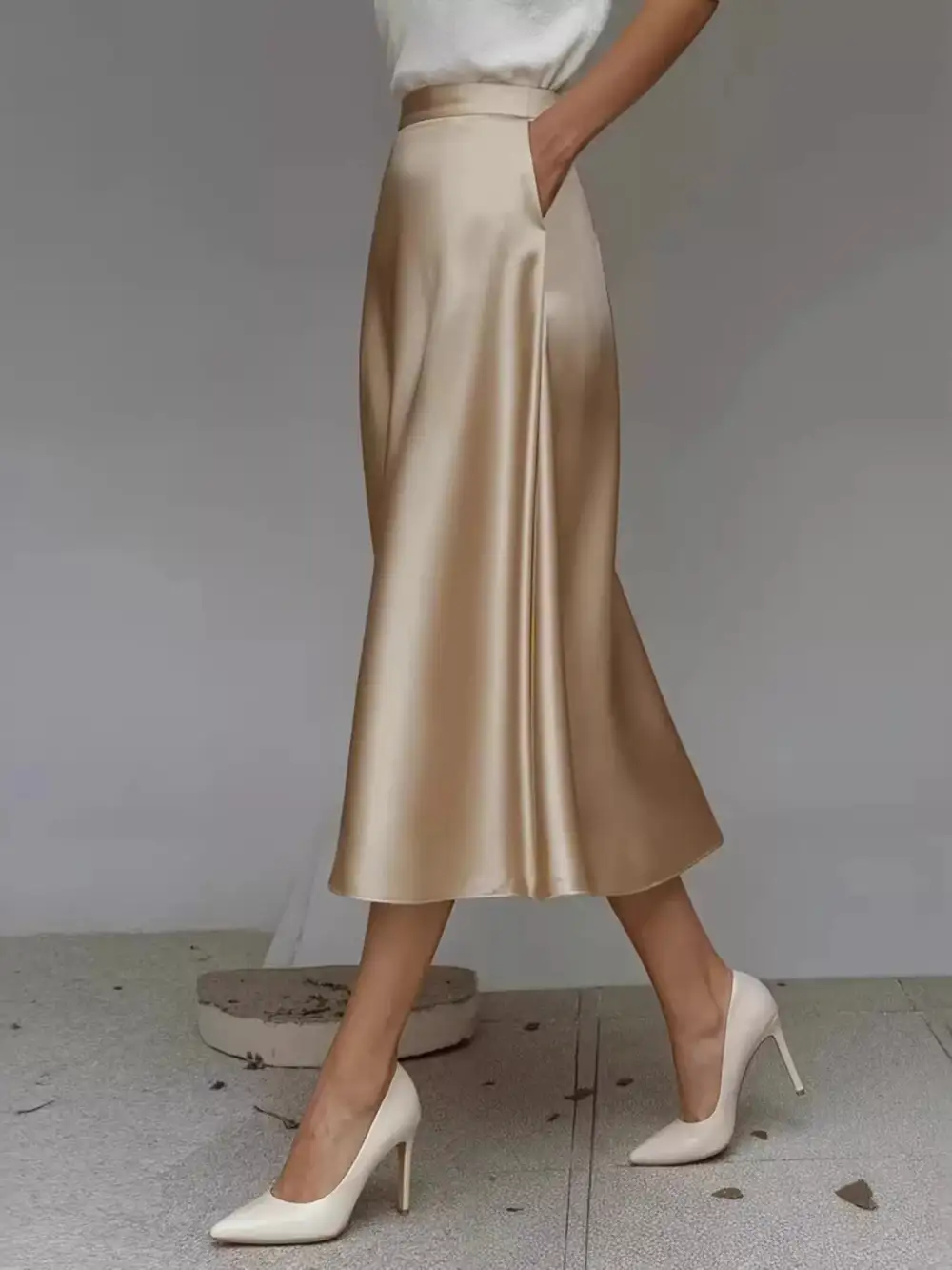 Everyday Satin Midi Skirt