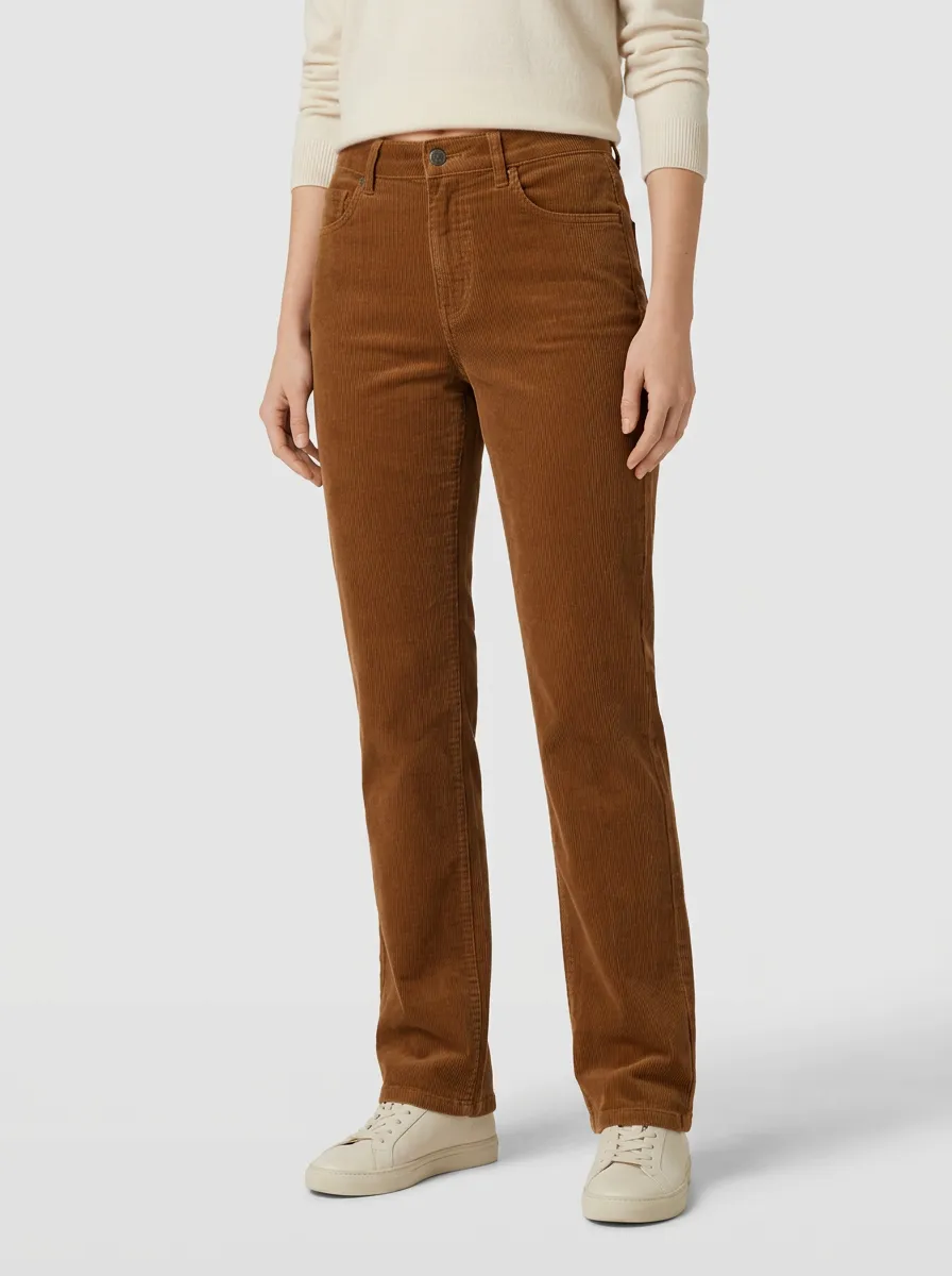 Women's Mid-Rise Fine-Wale Five-Pocket Corduroy Pants