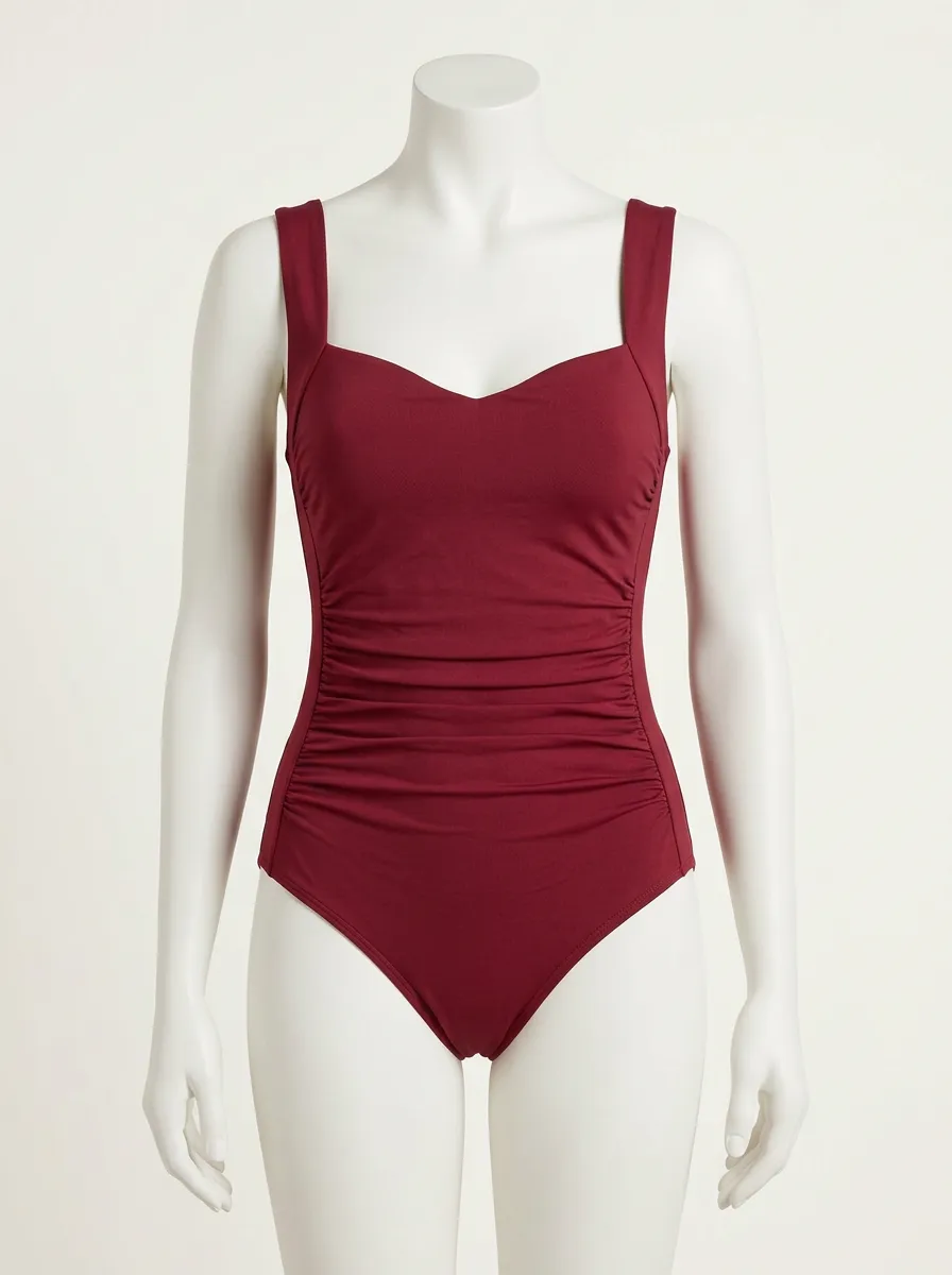 Sweetheart-Neck Ruched One-Piece Swimsuit