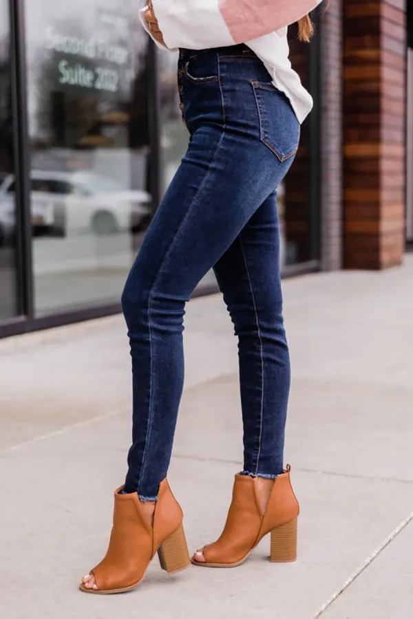 Casual Style Dark Wash Jeans