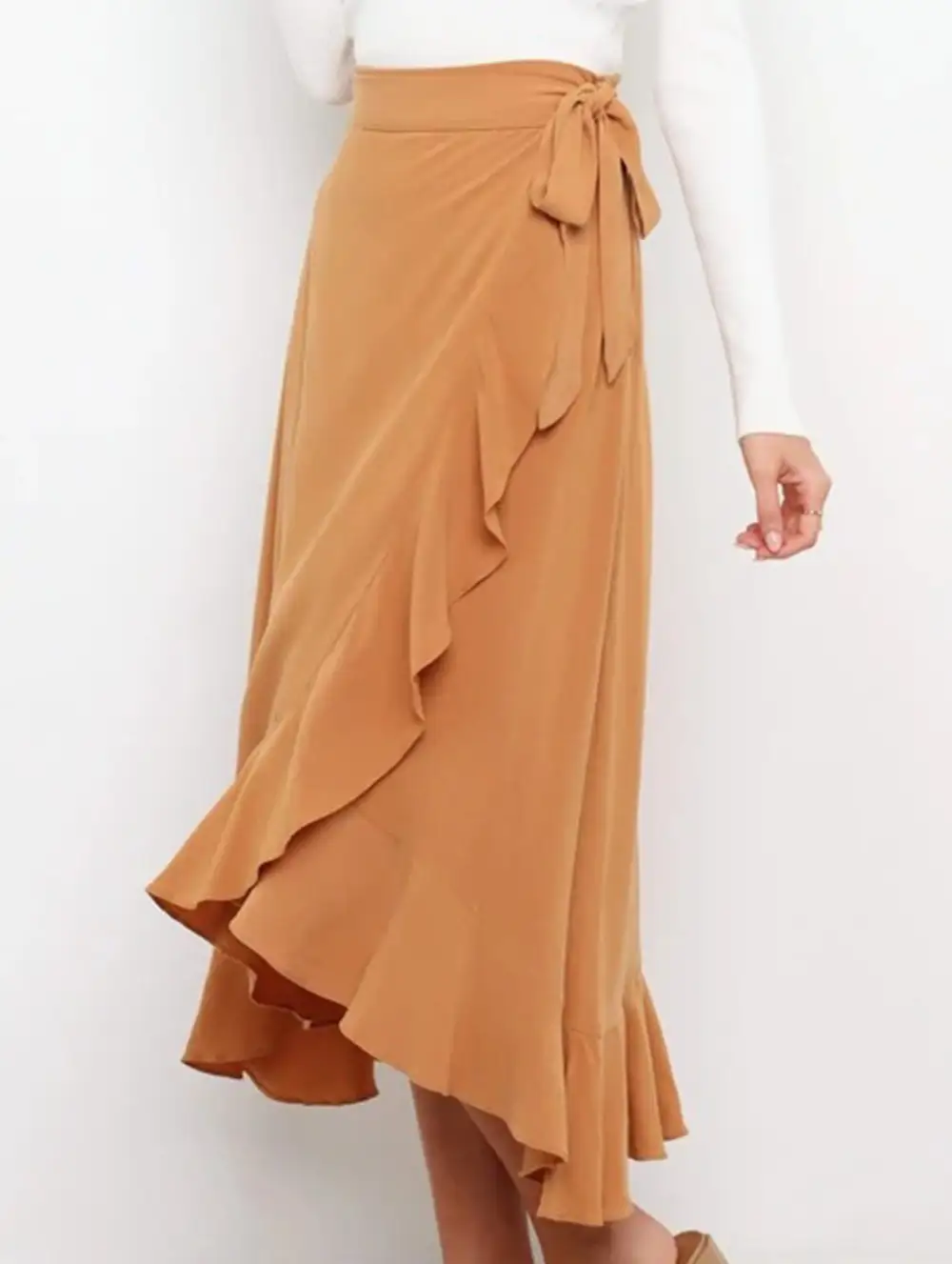 Tie Waist Irregular Skirt