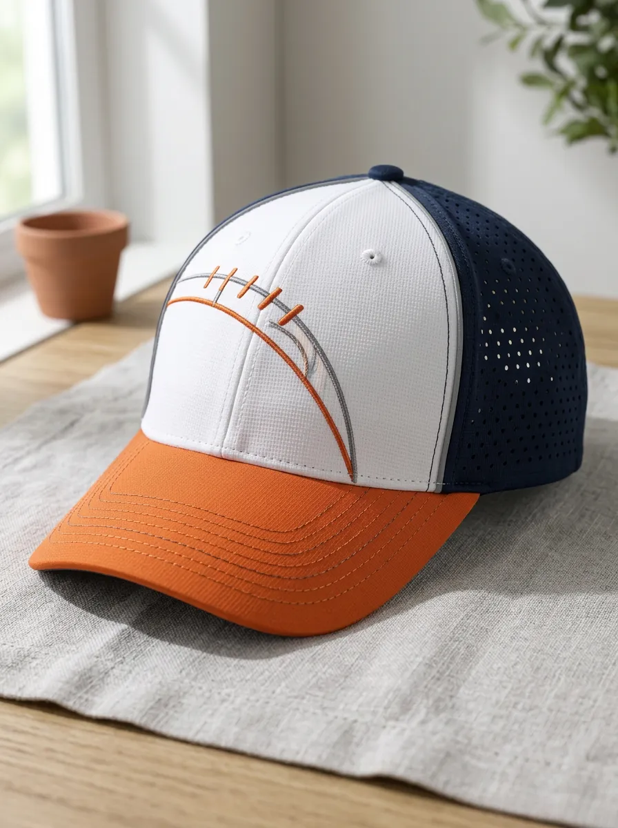 Men's American Football Fan Orange White Embroidered Cap
