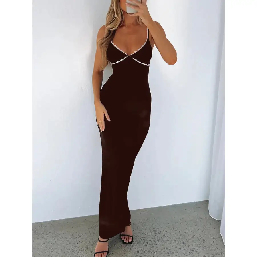 Lace Detail Slim Fit Bodycon Maxi Dress