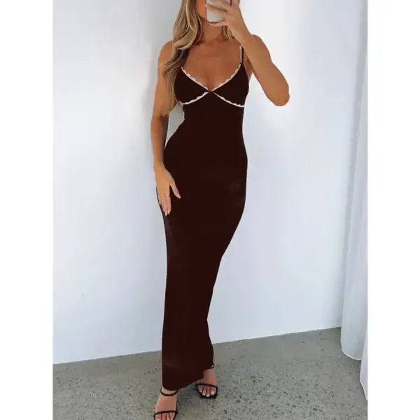 Lace Detail Slim Fit Bodycon Maxi Dress