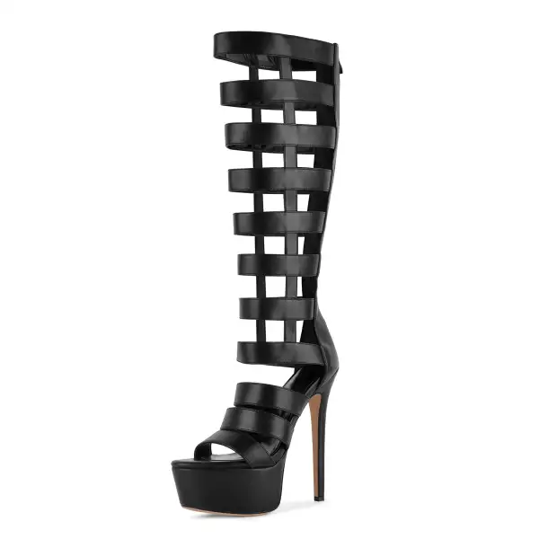 Platform Gladiator Cutout Zipper Boot Sandals